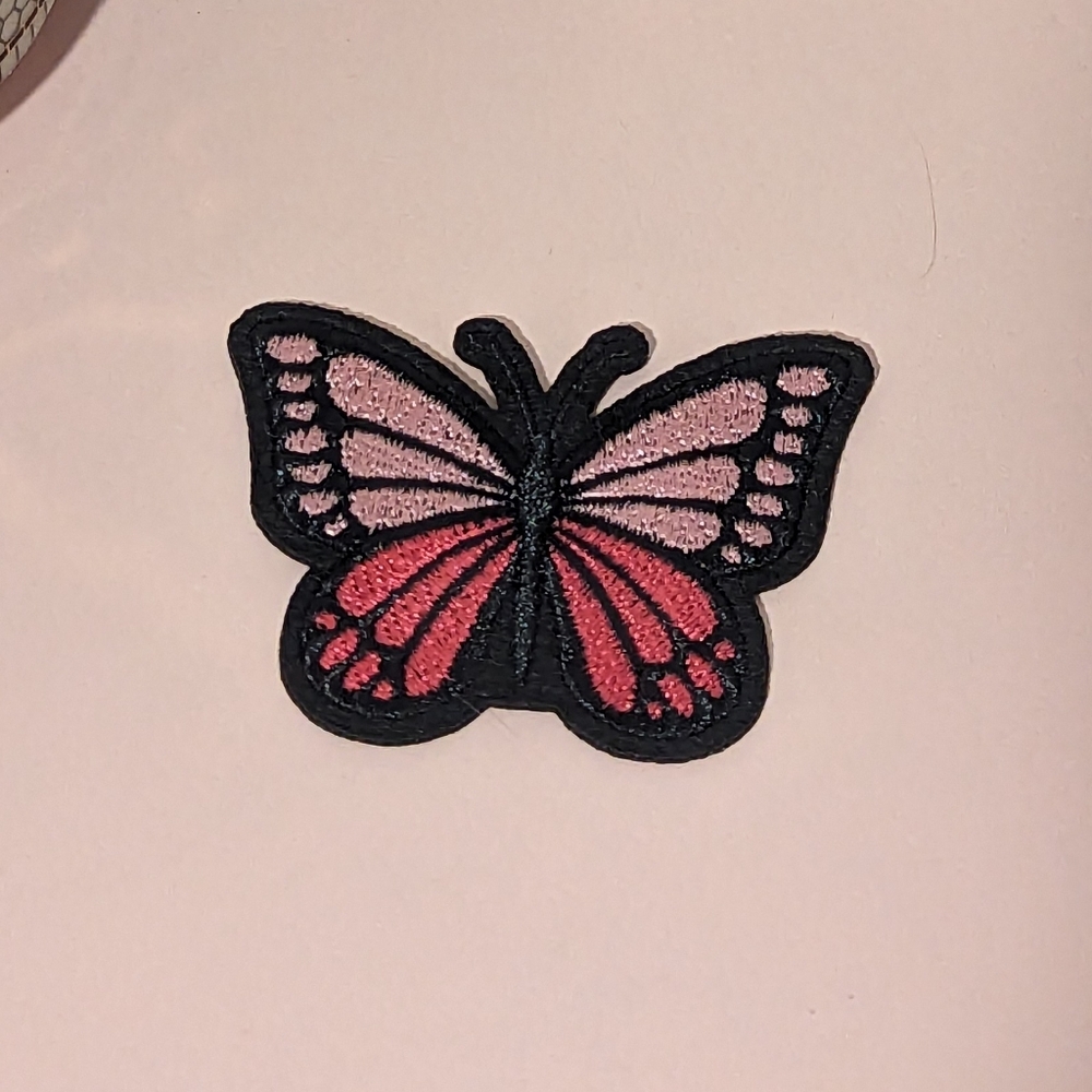2 For $5 Item: Pink Butterfly Iron On Patch New!